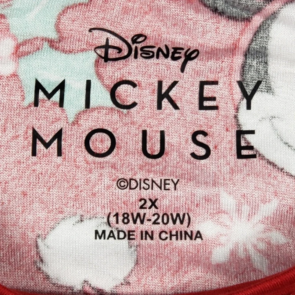 Disney Mickey Mouse Womens 2X Pajama Top Red Fleece Holiday Christmas Excellent - Picture 3 of 8
